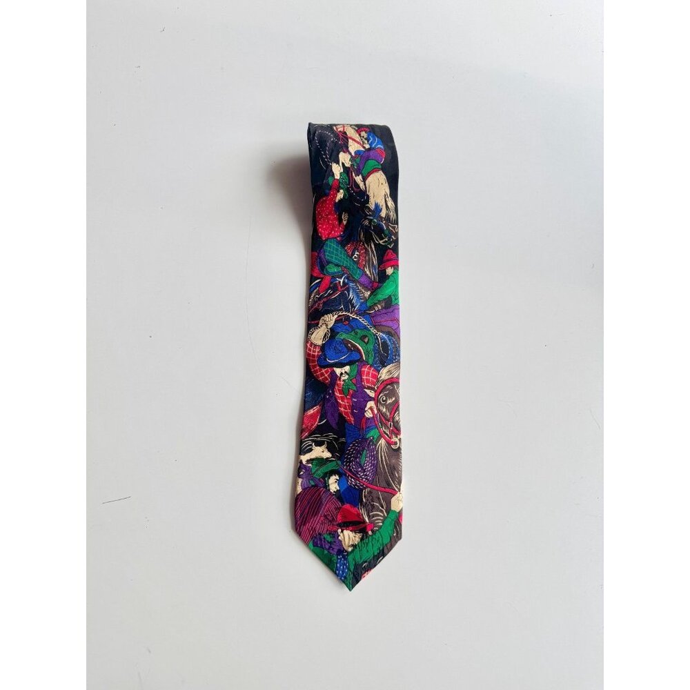Vintage ADDICTION Multicolor South American Vaquero Cowboy 100% Silk Tie